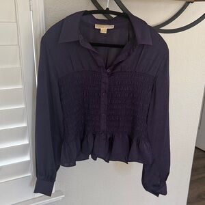 Michael Kors Dark Purple Ruched Blouse